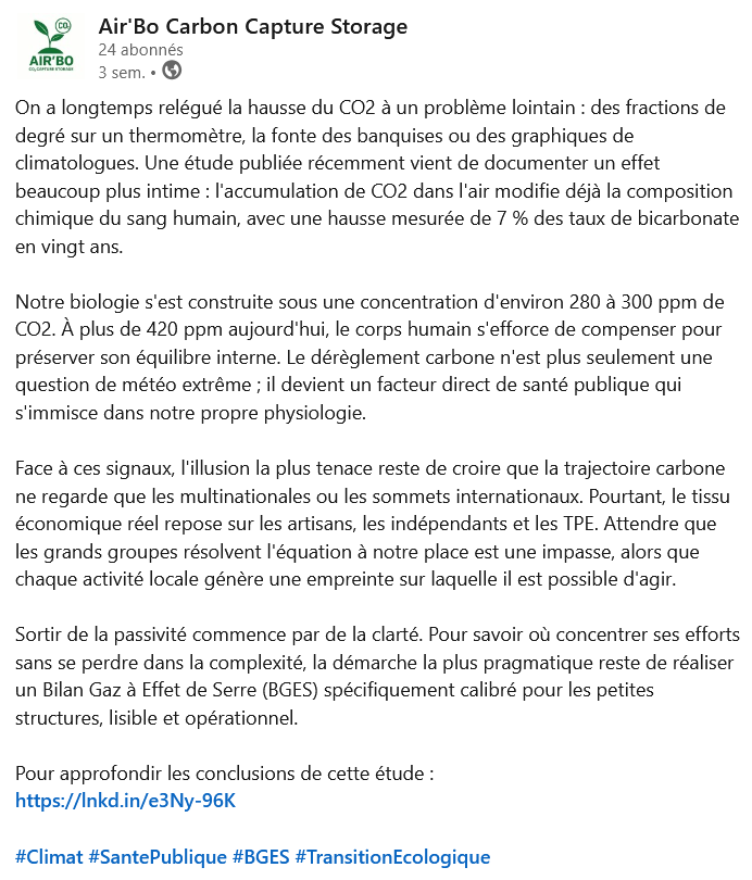 publication sur le BGES produite par l'agent IA - Air'Bo
